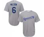 Kansas City Royals #6 Willie Wilson Replica Grey Road Cool Base Baseball Jersey