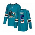 San Jose Sharks #5 Dalton Prout Authentic Teal Green USA Flag Fashion Hockey Jersey