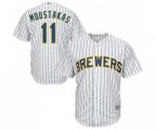 Milwaukee Brewers #11 Mike Moustakas Replica White Home Cool Base Baseball Jersey