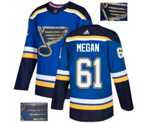 Adidas St. Louis Blues #61 Wade Megan Authentic Royal Blue Fashion Gold NHL Jersey