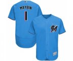 Miami Marlins #1 Cameron Maybin Blue Alternate Flex Base Authentic Collection Baseball Jersey