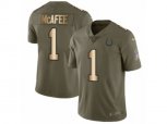 Indianapolis Colts #1 Pat McAfee Limited Olive Gold 2017 Salute to Service NFL Jersey