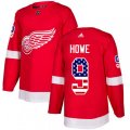 Detroit Red Wings #9 Gordie Howe Authentic Red USA Flag Fashion NHL Jersey