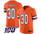 Denver Broncos #30 Phillip Lindsay Limited Orange Rush Vapor Untouchable 100th Season Football Jersey