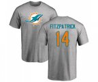 Miami Dolphins #14 Ryan Fitzpatrick Ash Name & Number Logo T-Shirt