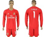 2017-18 Real Madrid 1 I CASILLAS Red Goalkeeper Long Sleeve Soccer Jersey