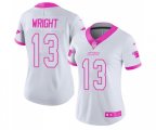 Women Carolina Panthers #13 Jarius Wright Limited White Pink Rush Fashion Football Jersey