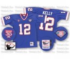 Buffalo Bills #12 Jim Kelly Royal Blue 35th Anniversary Patch Authentic Throwback Football Jersey