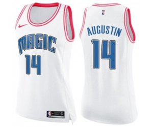 Women\'s Orlando Magic #14 D.J. Augustin Swingman White Pink Fashion Basketball Jersey