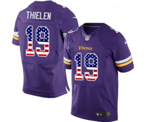 Minnesota Vikings #19 Adam Thielen Elite Purple Home USA Flag Fashion Football Jersey
