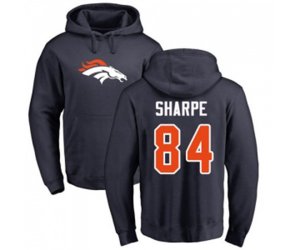 Denver Broncos #84 Shannon Sharpe Navy Blue Name & Number Logo Pullover Hoodie