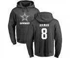 Dallas Cowboys #8 Troy Aikman Ash One Color Pullover Hoodie