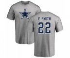 Dallas Cowboys #22 Emmitt Smith Ash Name & Number Logo T-Shirt
