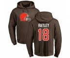 Cleveland Browns #18 Damion Ratley Brown Name & Number Logo Pullover Hoodie
