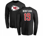 Kansas City Chiefs #19 Joe Montana Black Name & Number Logo Long Sleeve T-Shirt