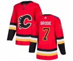 Calgary Flames #7 TJ Brodie Authentic Red Drift Fashion Hockey Jersey