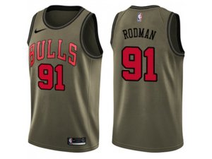 Nike Chicago Bulls #91 Dennis Rodman Green Salute to Service NBA Swingman Jersey