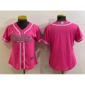 Women Las Vegas Raiders Blank Pink With Patch Cool Base Stitched Baseball Jersey