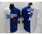 Los Angeles Dodgers #7 Julio Urias White Blue Split Cool Base Stitched Baseball Jersey