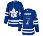 Toronto Maple Leafs #7 Tim Horton Authentic Blue Drift Fashion NHL Jersey
