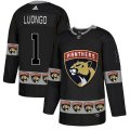 Florida Panthers #1 Roberto Luongo Authentic Black Team Logo Fashion NHL Jersey