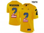 2016 US Flag Fashion-2016 Youth Jordan Brand Michigan Wolverines Charles Woodson #2 College Football Limited Jersey - Yellow