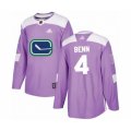 Vancouver Canucks #4 Jordie Benn Authentic Purple Fights Cancer Practice Hockey Jersey