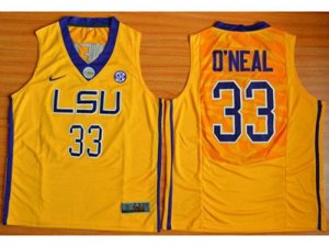 LSU Tigers #33 Shaquille O\'Neal Gold Basketball Stitched NCAA Jersey