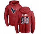 Houston Texans #88 Jordan Akins Red Name & Number Logo Pullover Hoodie