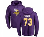 Minnesota Vikings #73 Dru Samia Purple Name & Number Logo Pullover Hoodie