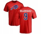 Buffalo Bills #9 Corey Bojorquez Red Name & Number Logo T-Shirt