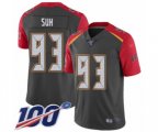 Tampa Bay Buccaneers #93 Ndamukong Suh Limited Gray Inverted Legend 100th Season Football Jersey
