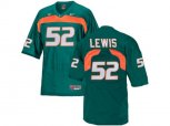 Men's Miami Hurricanes Ray Lewis #52 College Football Jersey - Green