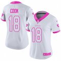 Women Oakland Raiders #18 Connor Cook Limited White Pink Rush Fashion NFL Jersey