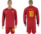 2017-18 Roma 10 TOTTI Home Long Sleeve Soccer Jersey