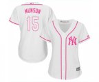 Women's New York Yankees #15 Thurman Munson Authentic White Fashion Cool Base Baseball Jersey