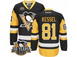 Reebok Pittsburgh Penguins #81 Phil Kessel Authentic Black Gold Third 50th Anniversary Patch NHL Jersey