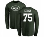 New York Jets #75 Chuma Edoga Green Name & Number Logo Long Sleeve T-Shirt