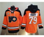 Philadelphia Flyers #79 Carter Hart Orange Ageless Must-Have Lace-Up Pullover Hockey Hoodie