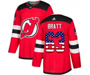 New Jersey Devils #63 Jesper Bratt Authentic Red USA Flag Fashion Hockey Jersey