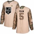 Los Angeles Kings #5 Christian Folin Authentic Camo Veterans Day Practice NHL Jersey