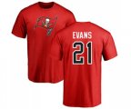 Tampa Bay Buccaneers #21 Justin Evans Red Name & Number Logo T-Shirt