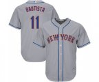 New York Mets #11 Jose Bautista Replica Grey Road Cool Base Baseball Jersey