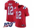 New England Patriots #12 Tom Brady Red Alternate Vapor Untouchable Limited Player 100th Season Football Jersey