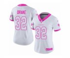 Women Miami Dolphins #32 Kenyan Drake Limited Whit-Pink Rush Fashion NFL Jersey