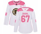 Women Boston Bruins #67 Jakub Zboril Authentic White Pink Fashion Hockey Jersey
