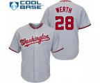 Washington Nationals #28 Jayson Werth Replica Grey Road Cool Base Baseball Jersey