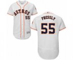 Houston Astros #55 Ryan Pressly White Home Flex Base Authentic Collection Baseball Jersey