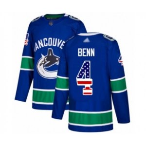 Vancouver Canucks #4 Jordie Benn Authentic Blue USA Flag Fashion Hockey Jersey