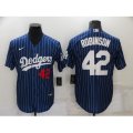 Nike Los Angeles Dodgers #42 Jackie Robinson Blue Stripes Authentic Jersey